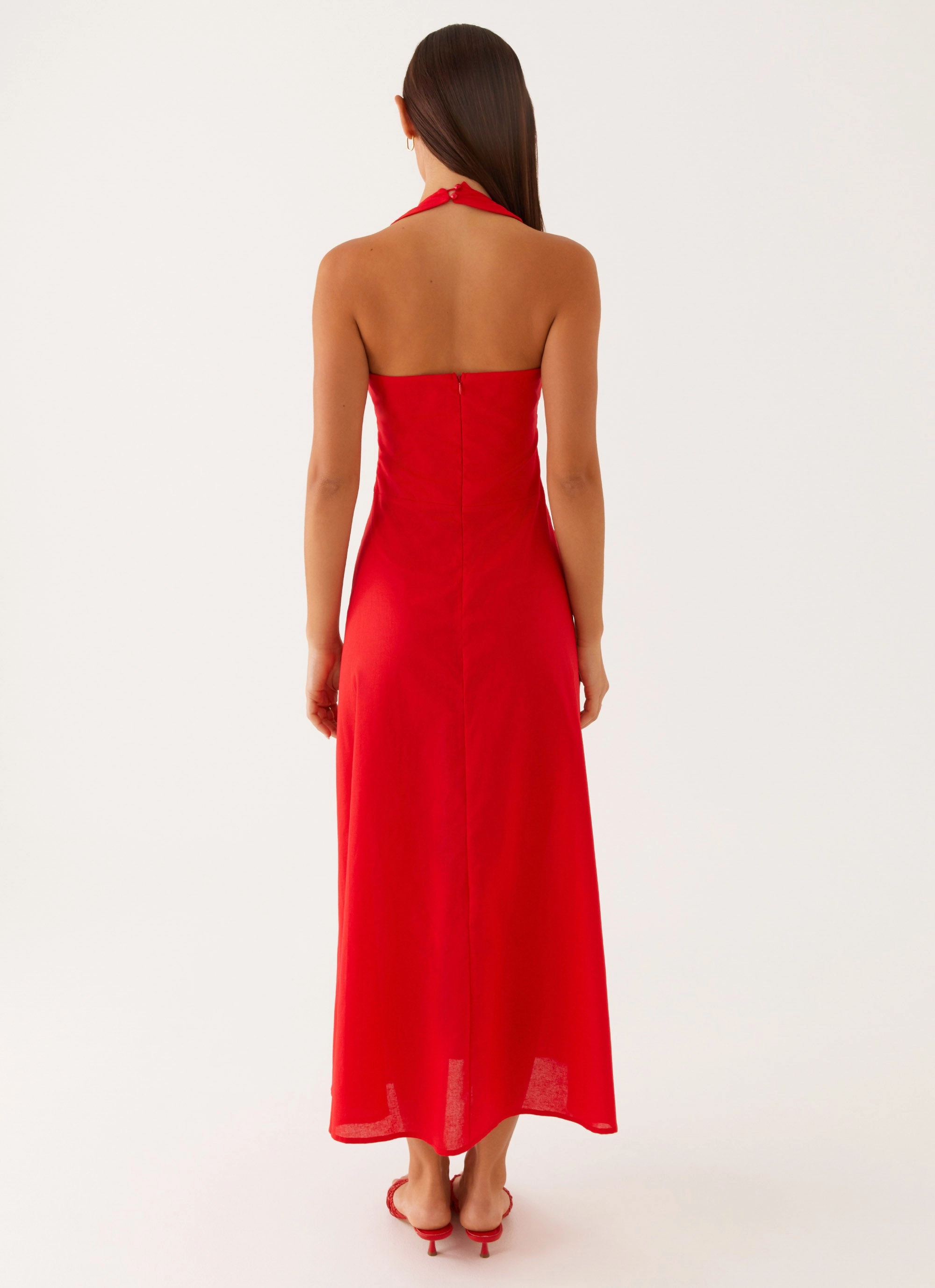 Falling For You Midi Dress - Red Poised Vibe Perfect Wear