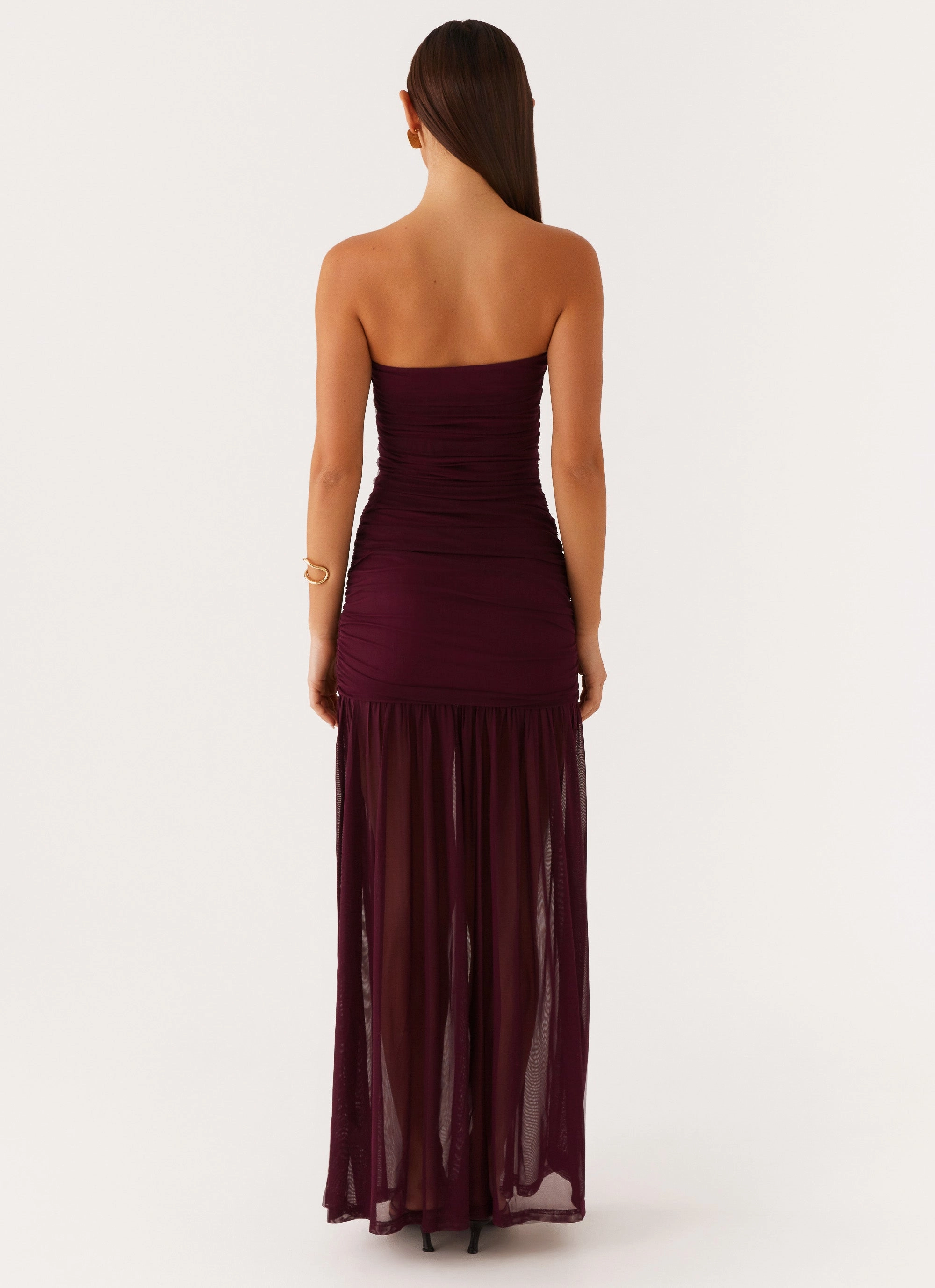 Savaya Maxi Dress - Mulberry Bodycon-Fit Fringe-Detail