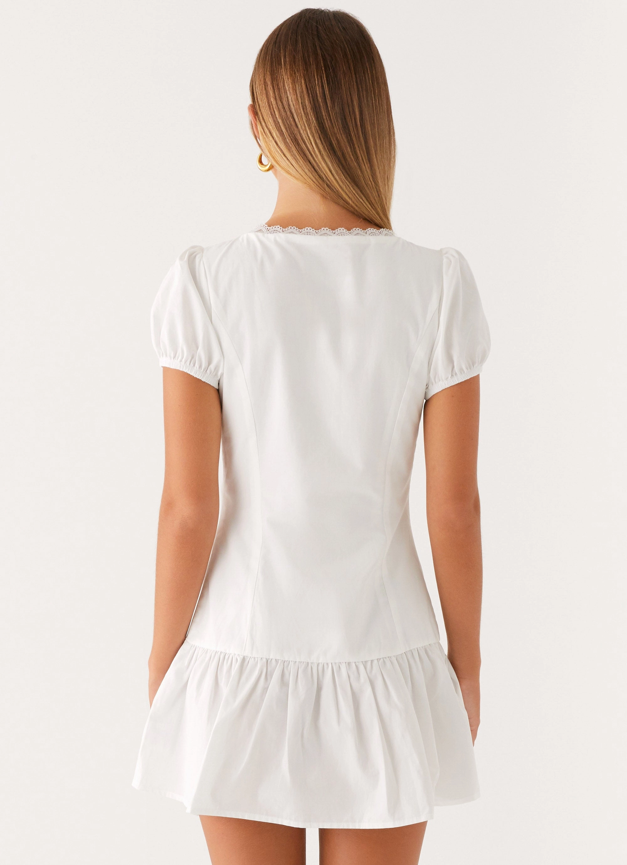 Simply Yours Mini Dress - White Subtle Stitch