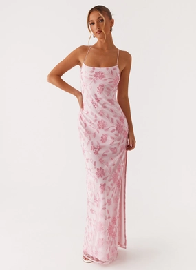 Warm Touch Edgy vibes Bright Lights Beaded Maxi Dress - Pink