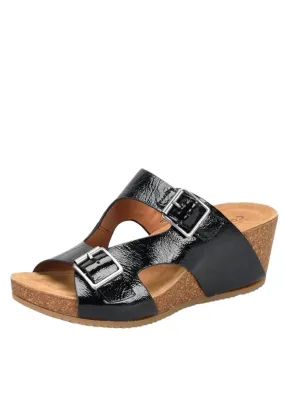 Ombre Fade Women's Emah Wedge Sandals In Black Patent