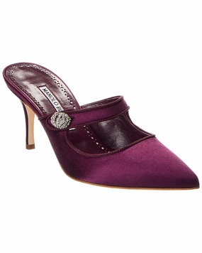 All-Day Slides Anti Friction Manolo Blahnik Camparimu Jewel 70 Satin Mule