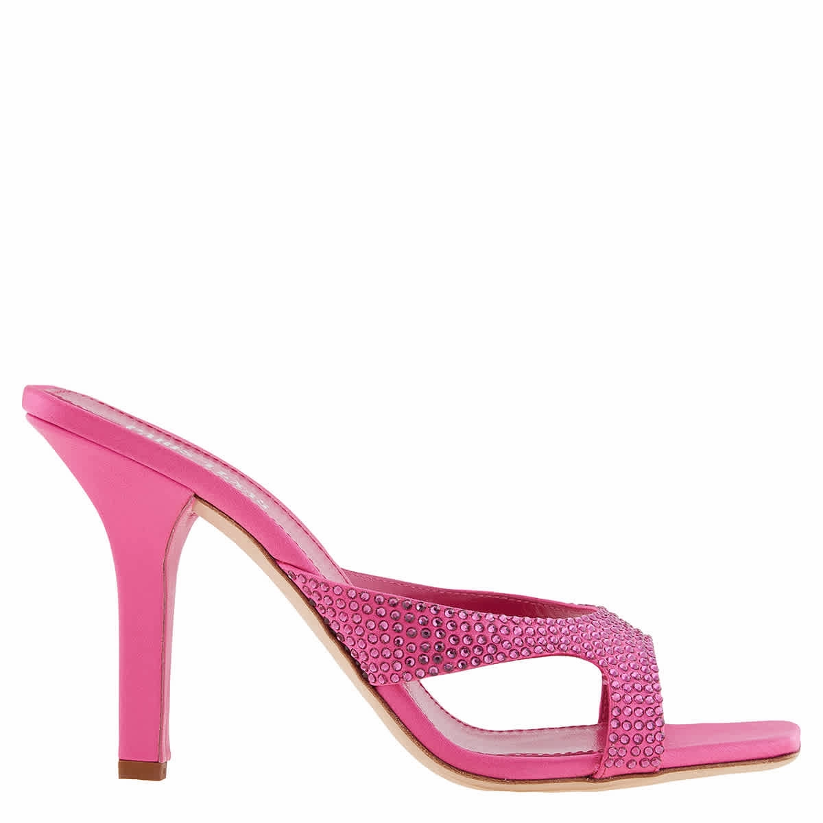 Paris Texas Ladies Pink Ruby Crystal-Embellished Kate Mules Comfortable elasticity Stretchy