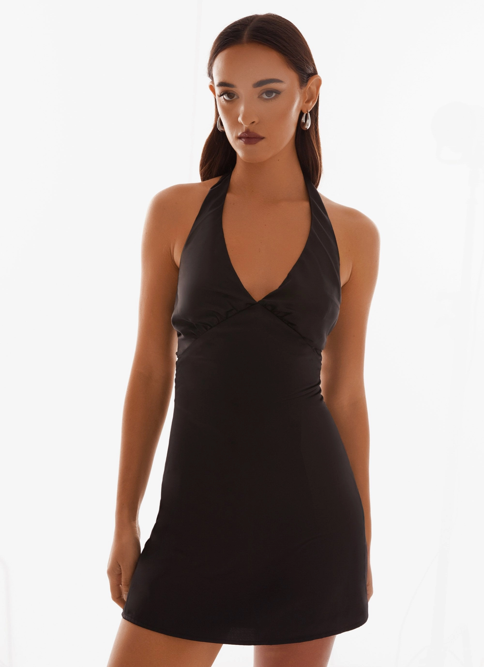 Heavy Hearted Mini Dress - Black Minimalist Waist