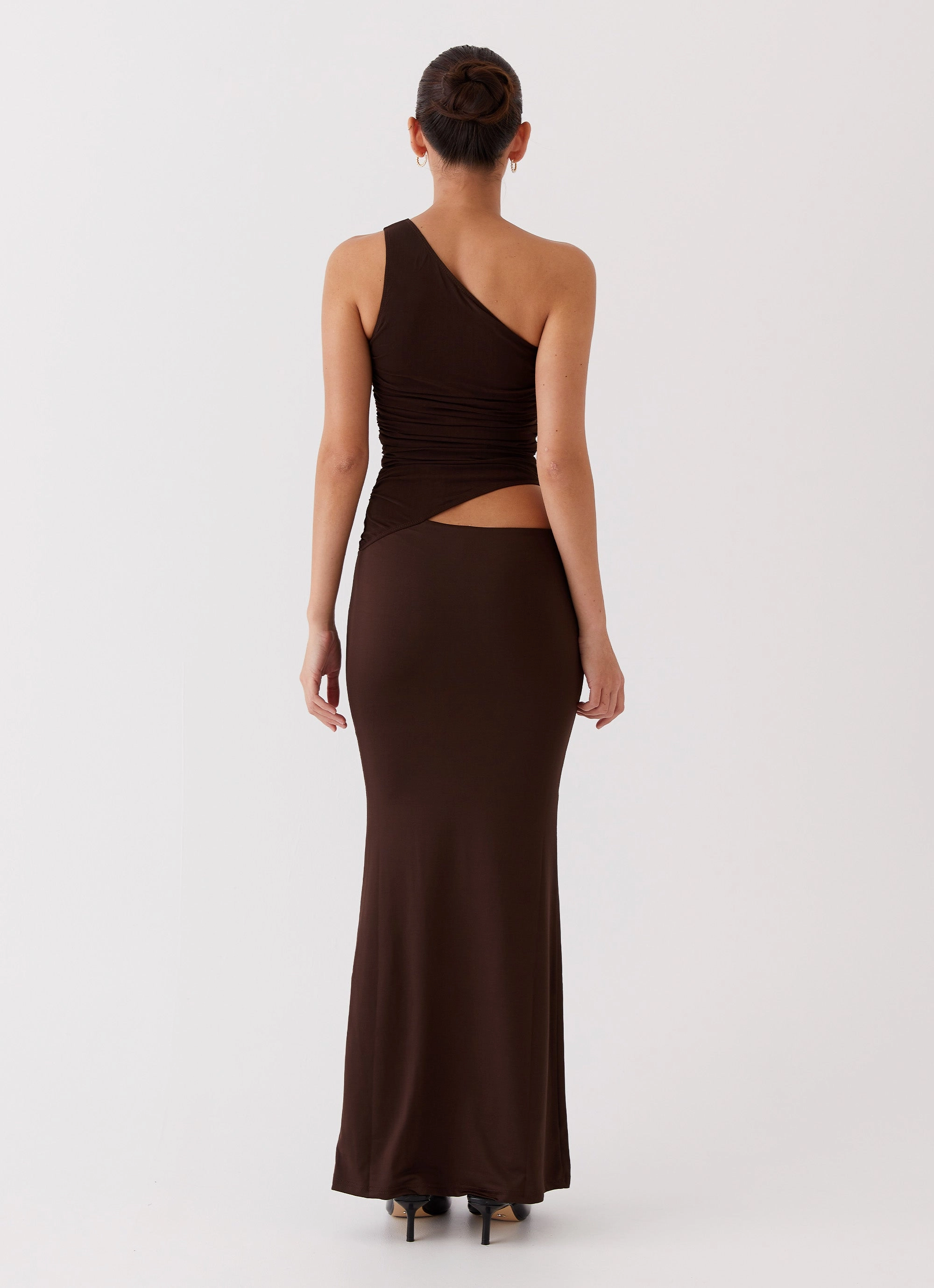 Quick Drying Seranella One Shoulder Maxi Dress - Chocolate