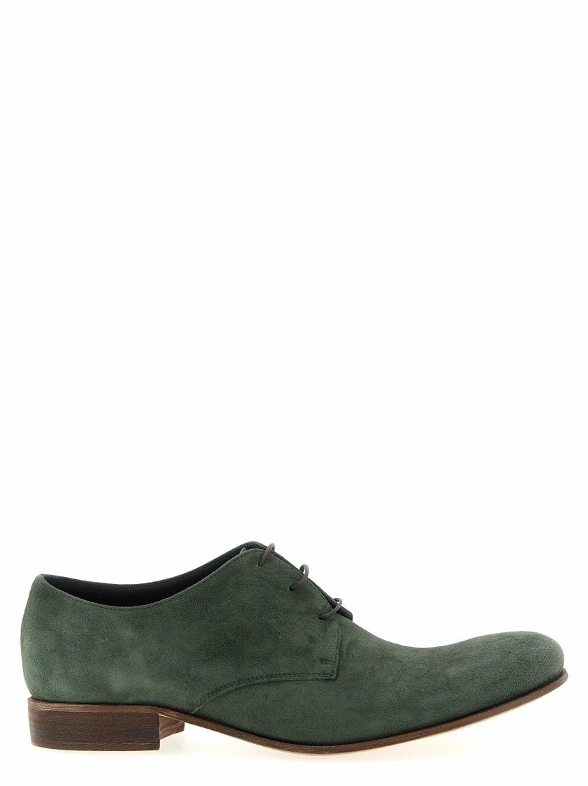 Suede Lace-Up Shoes With Rounded Toe Tailored Office