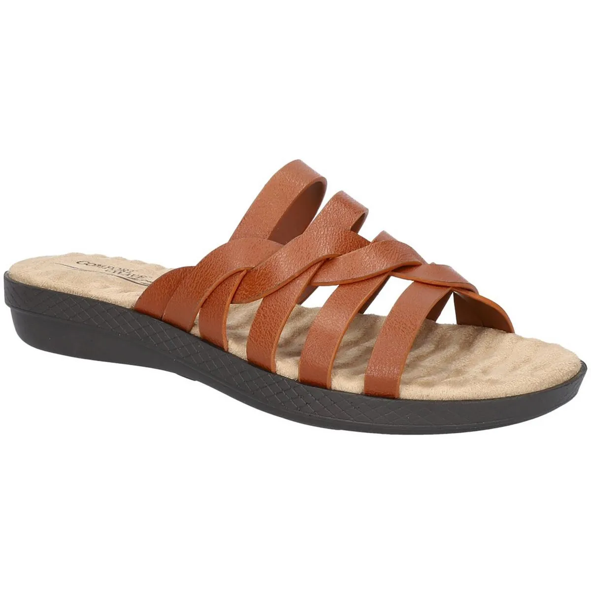 velcro Sheri Womens Faux Leather Slip On Wedge Sandals