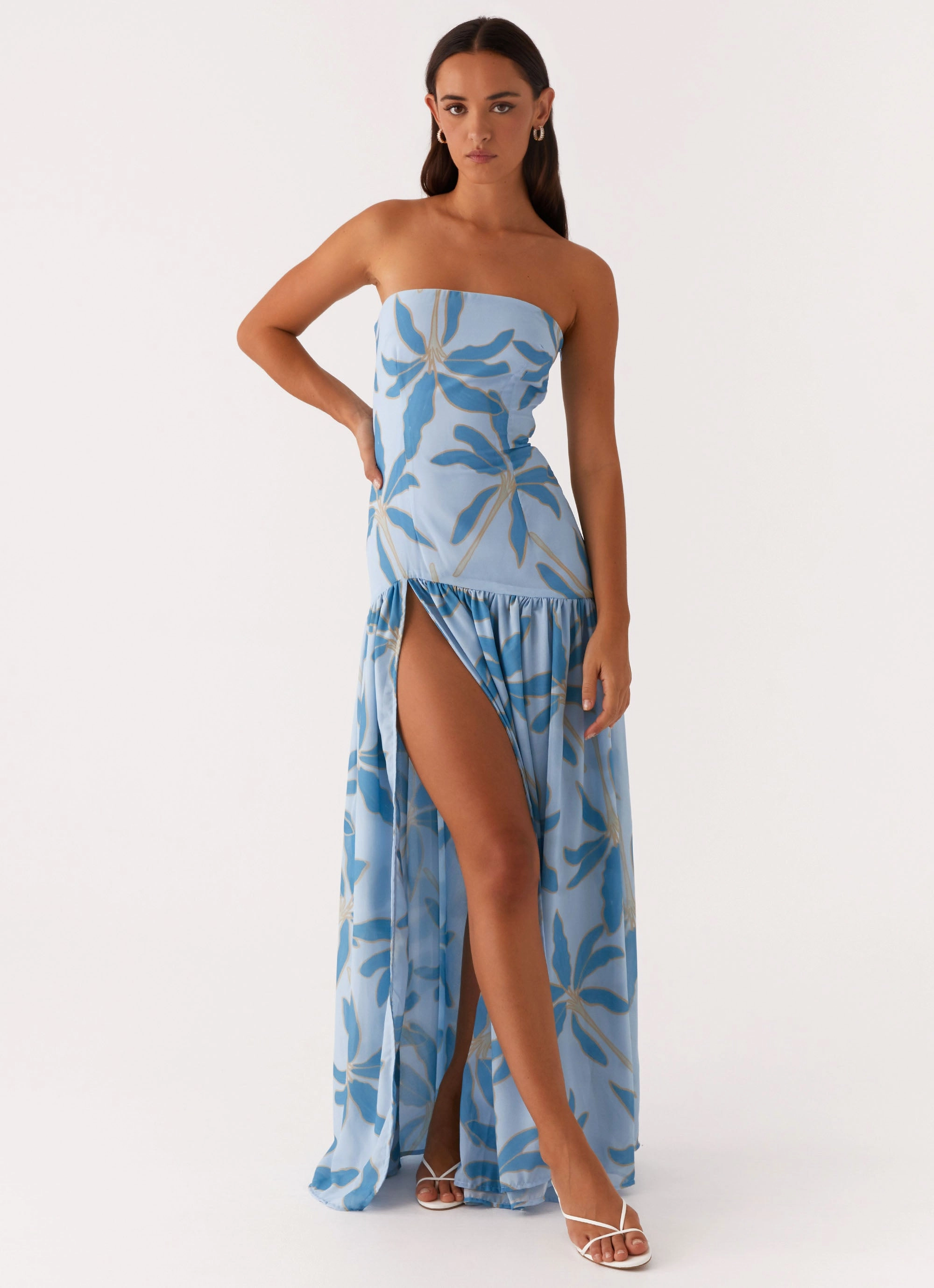 Minimal Aesthetic Eden Strapless Maxi Dress - Opulent Blue
