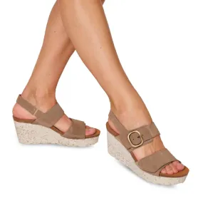 Peasant Wedge Sandal In Greige Breezy Comfort