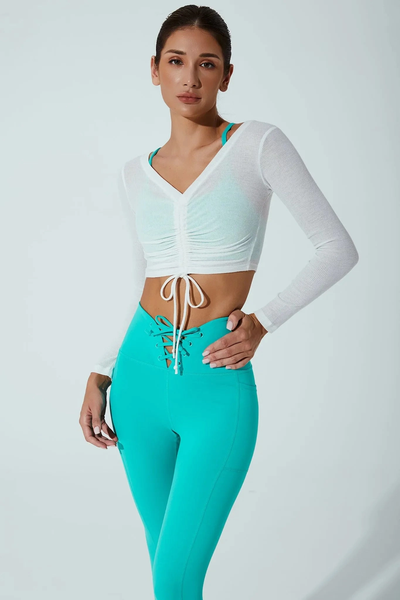 Helen Long Sleeve Drawstring - White Effortless Vibe Outdoor Sports