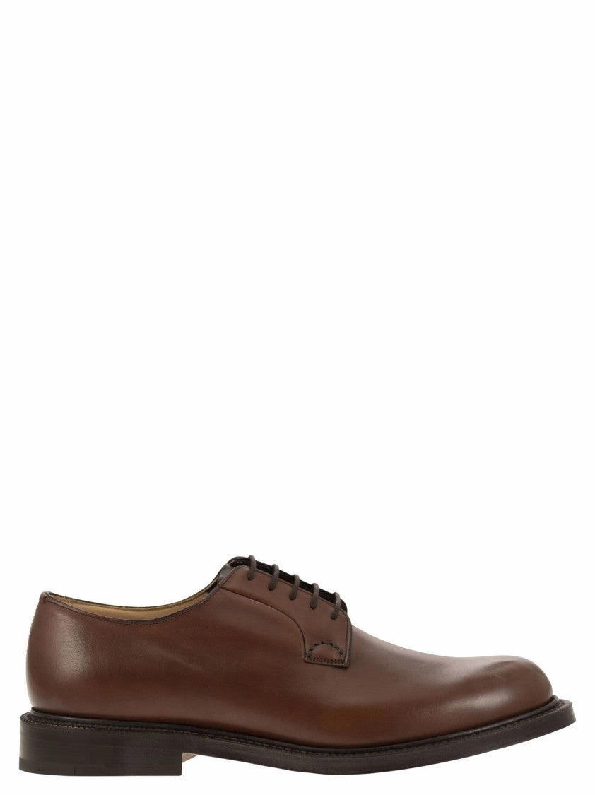 Walking Routine All Step Whole Cut Brown Derby With Artisanal Hand-Stitching