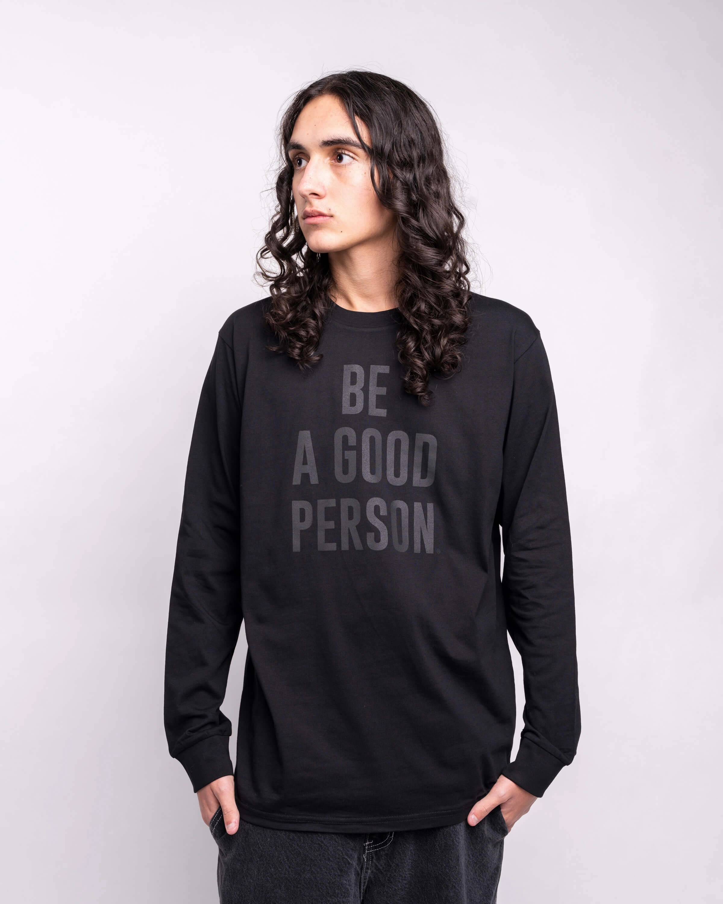 Non Toxic Printing Flexible Fit Design Signature Long Sleeve - Asphalt