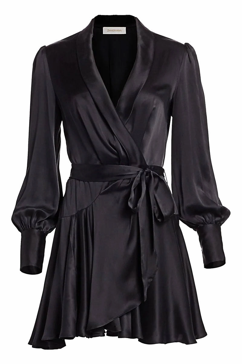 Silk Wrap Mini Dress Easy-to-style casual dress Comfy and Cozy