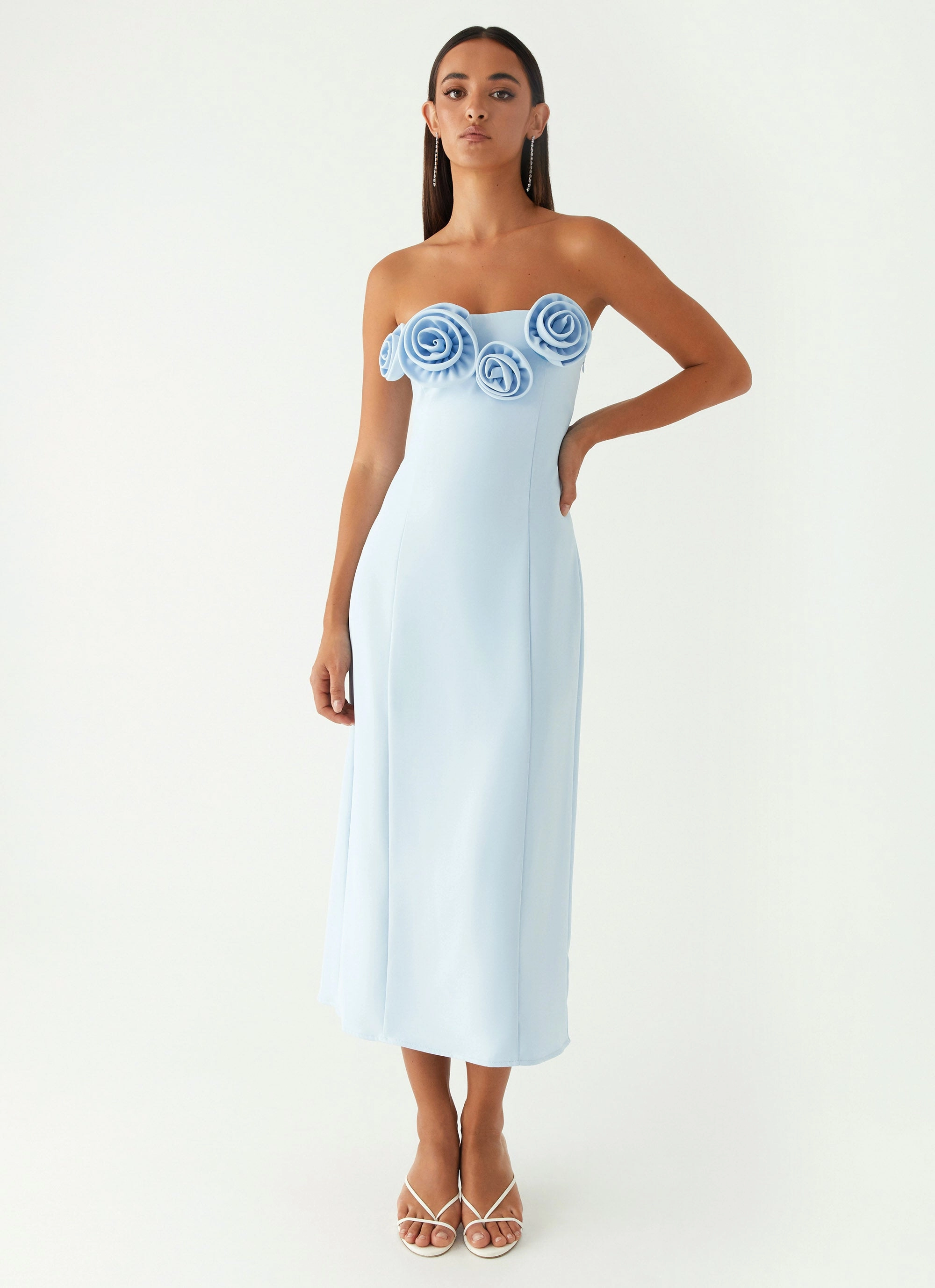 Patsie Strapless Midi Dress - Blue Modern Comfort