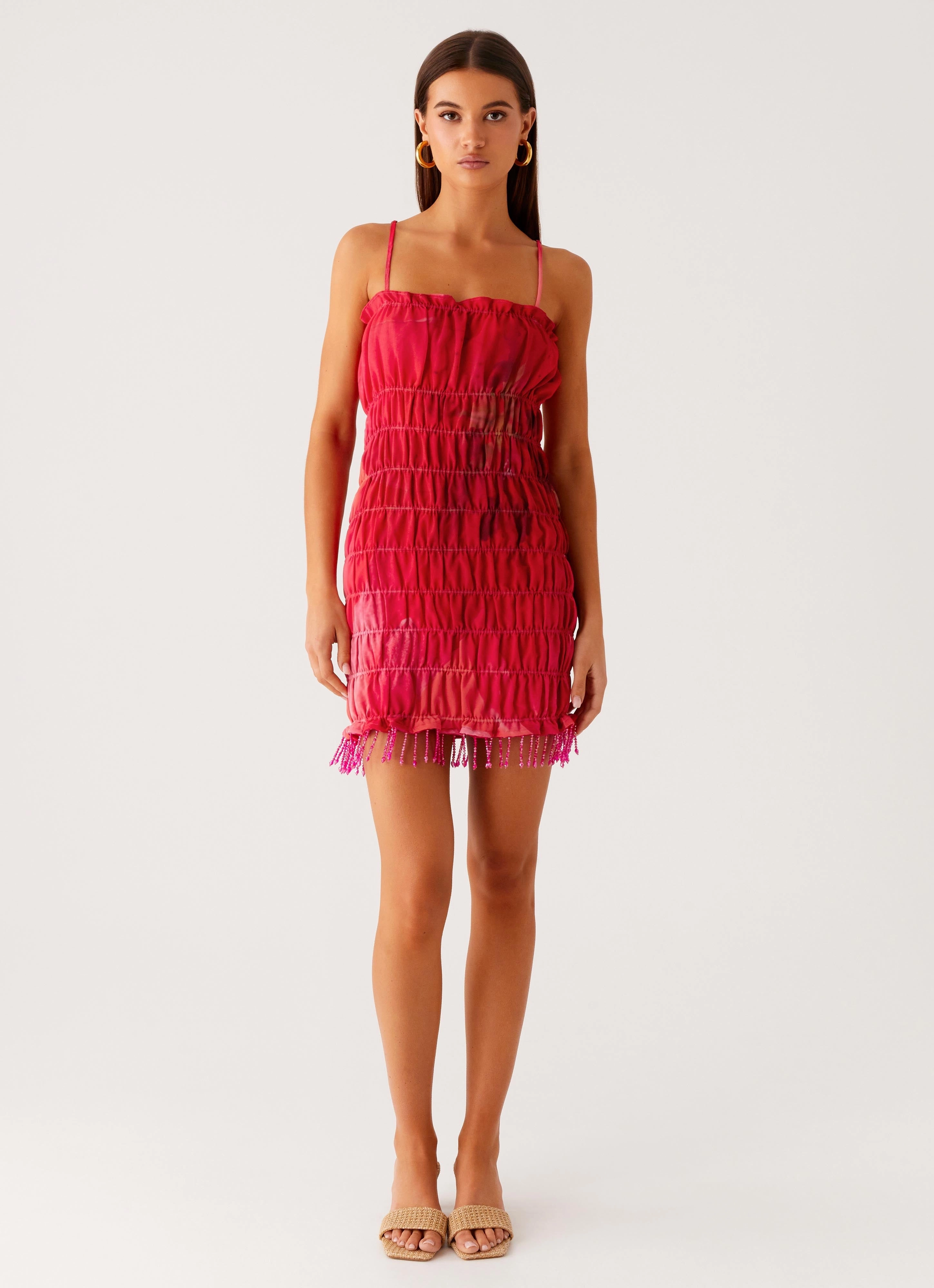 Refresh Me Chiffon Mini Dress - Peach Watermelon Flower Chic formal attire