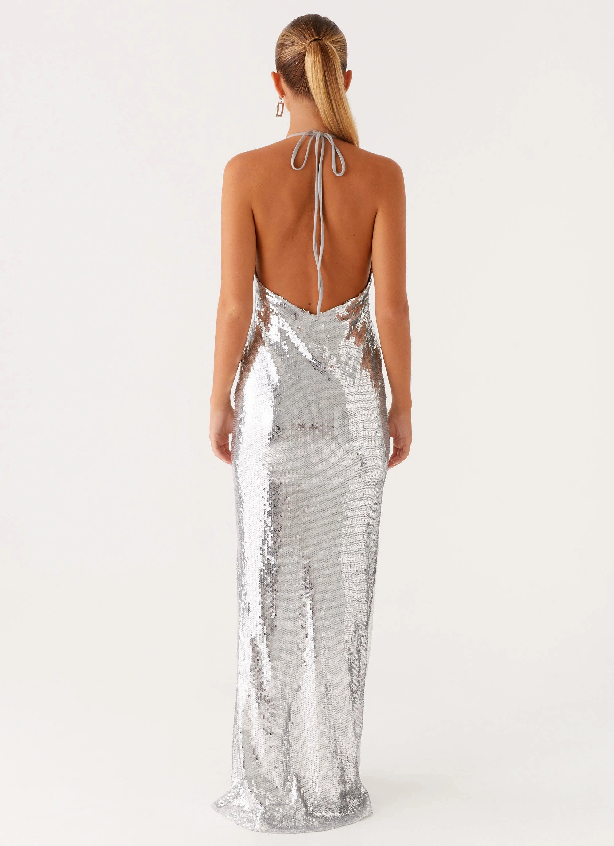 Billions Sequin Maxi Dress - Mirror Silver Chic Layering Formal Setting