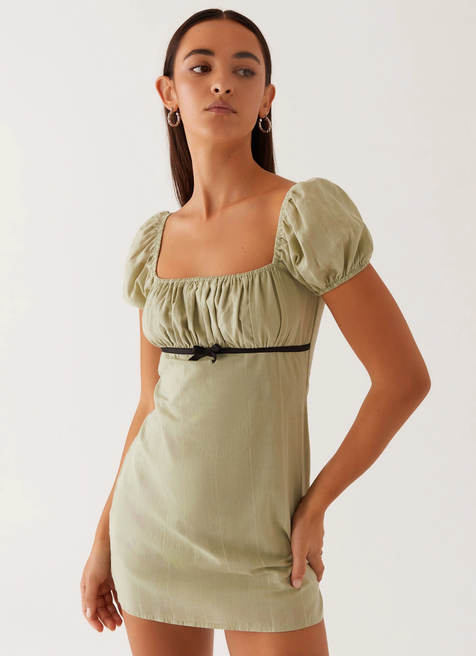 Fashionable outfit for outings Refined Presence Fran Mini Dress - Pastel Green