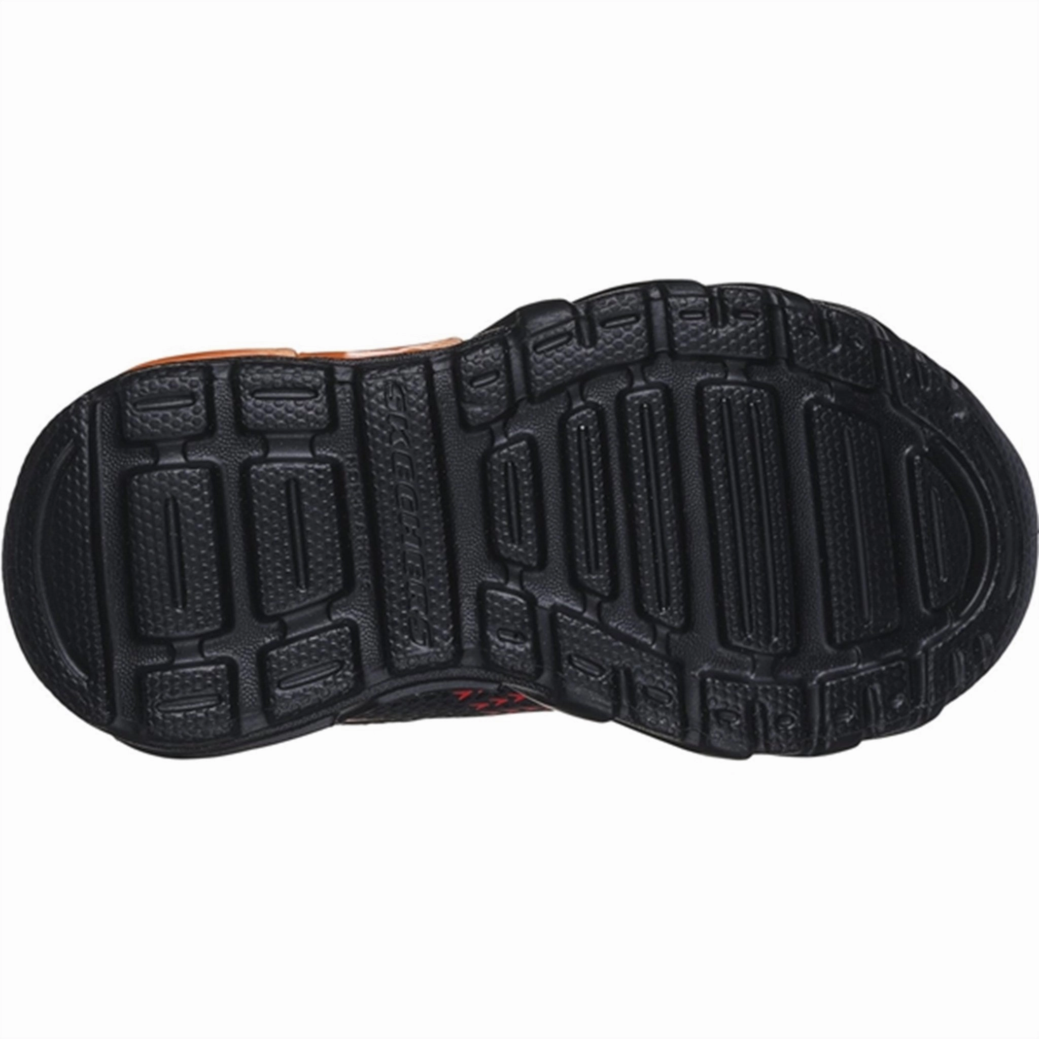 Skechers Boys Flex Glow Bolt Sneakers Black Red Breathable Perforated Panels Fitted Traction