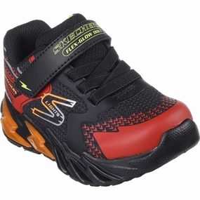 Cushioned lining Skechers Boys Flex Glow Bolt Sneakers Black Red