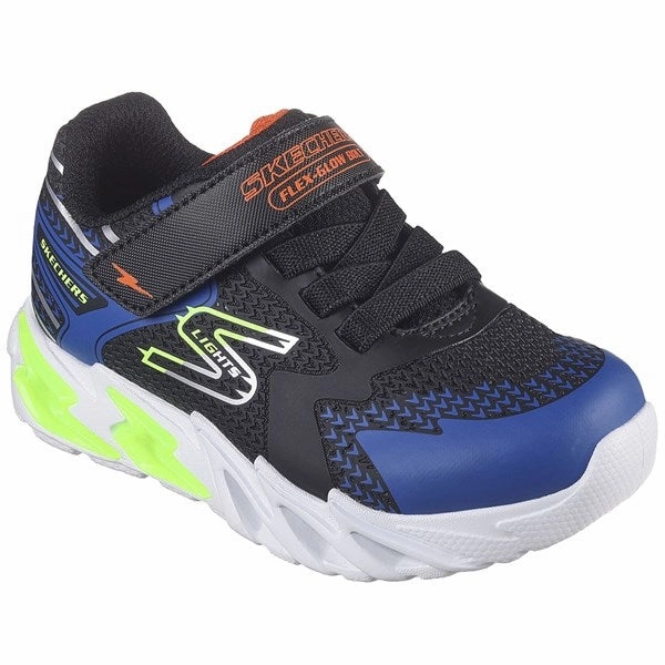 Hyper Compression Foam Skechers Flex Glow Bolt Sneakers Black Blue