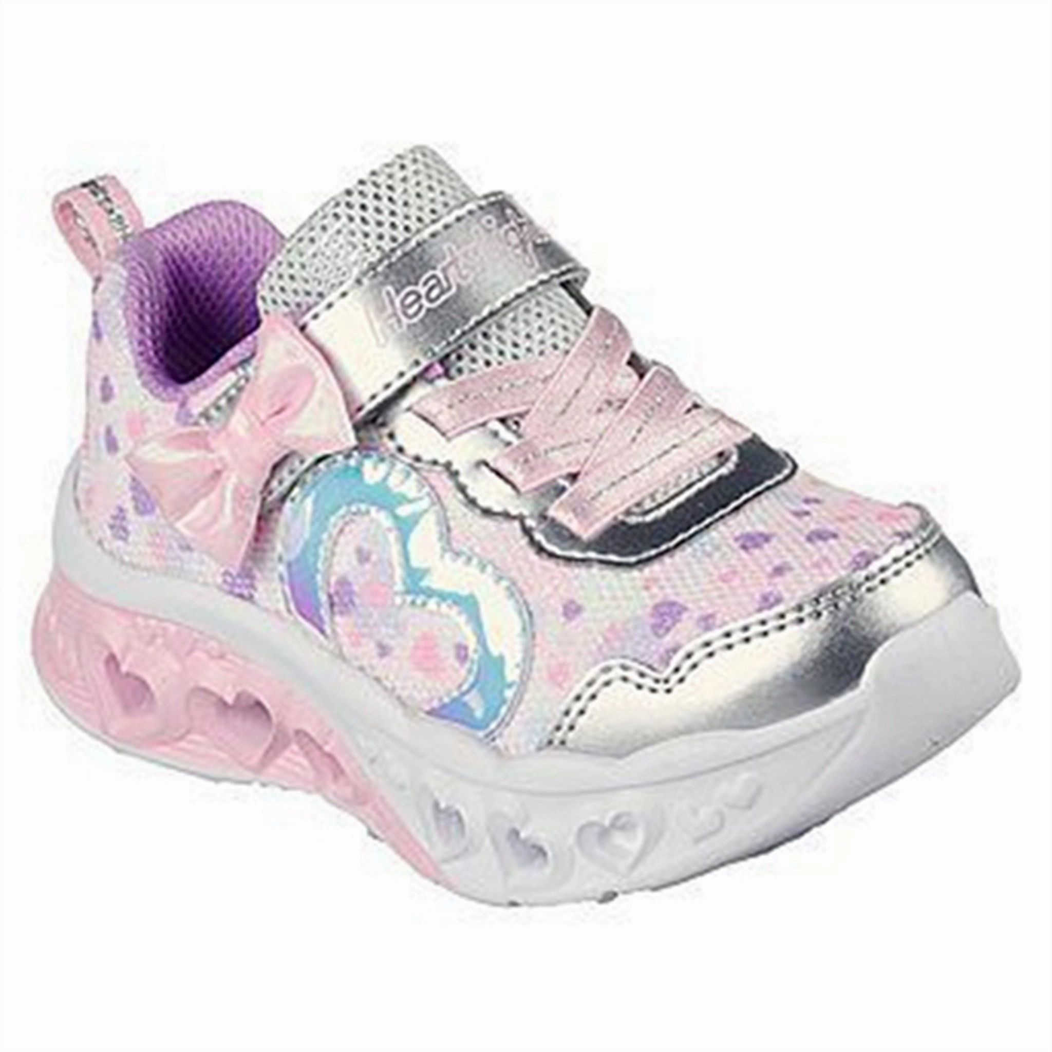 Skechers Flutter Heart Lights Sneakers Silver Lt. Pink Vamp Reinforcement