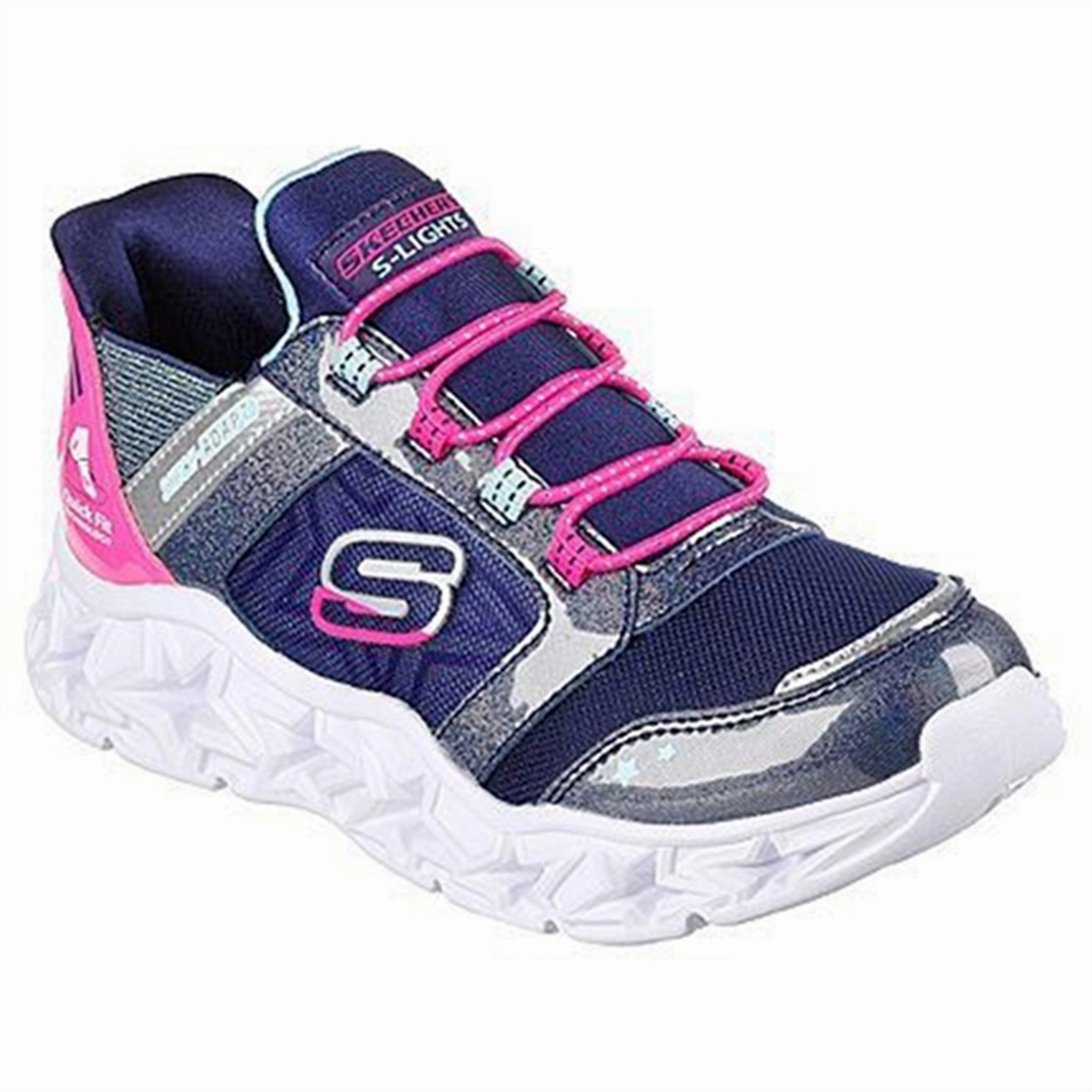 Adjustable Lace System Heat Sealed Overlays Skechers Galaxy Lights Sneakers Navy Multicolor