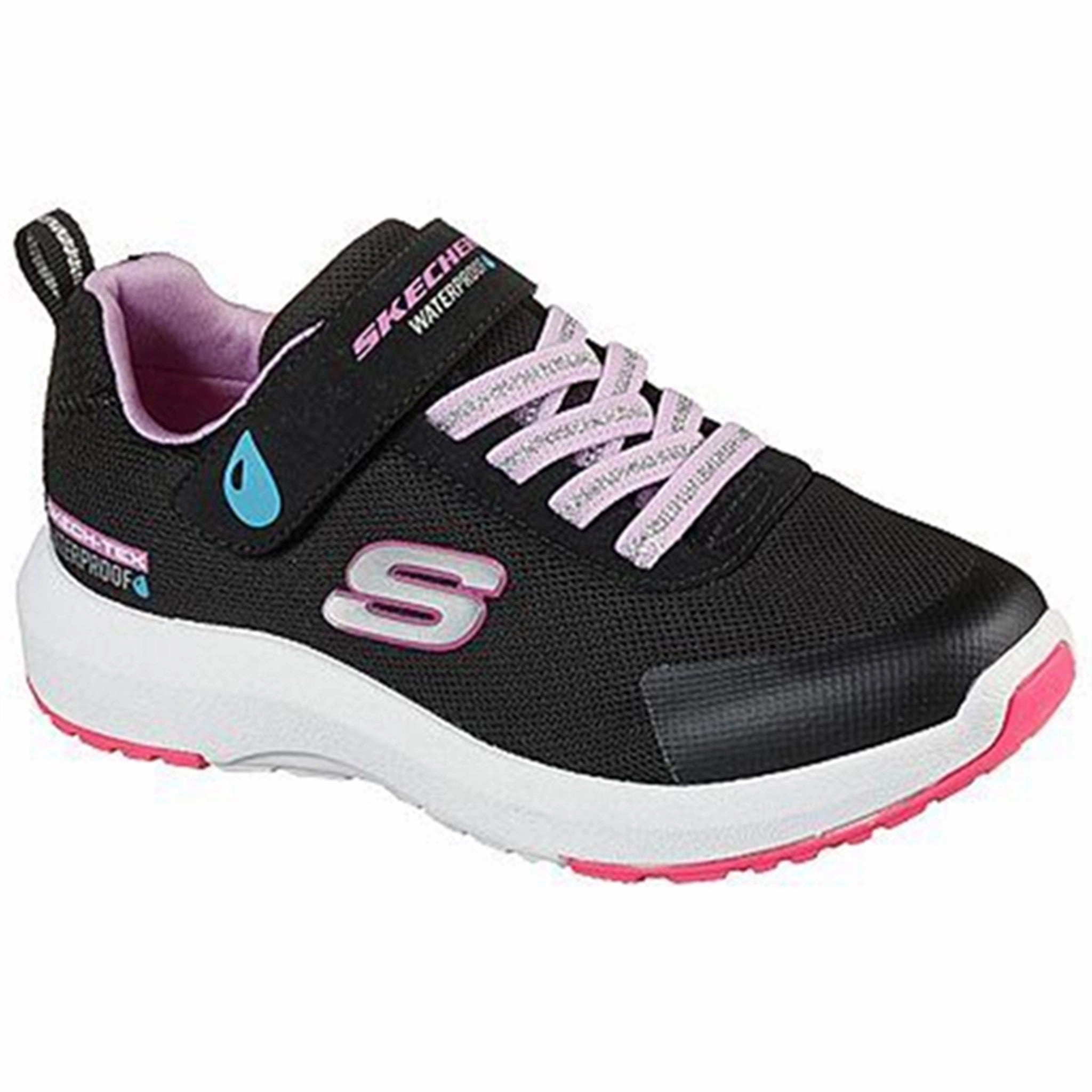 Run Secure Skechers Girls Dynamic Tread Misty Magic Waterproof Black Lavender