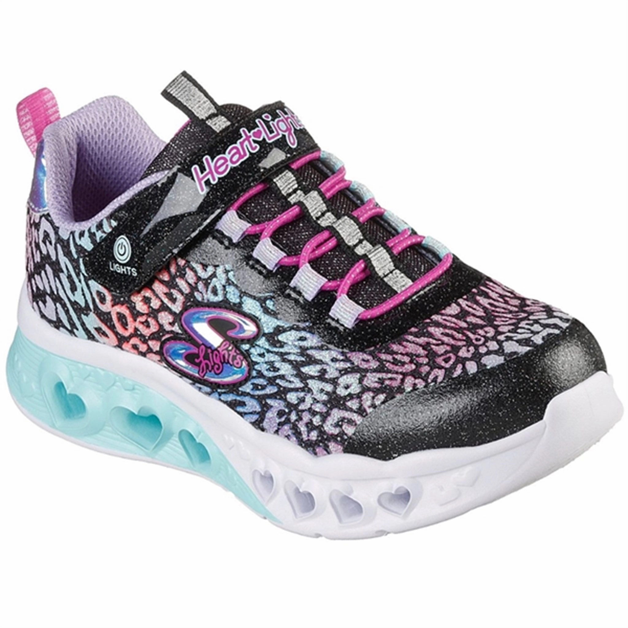 Skechers S-Lights Flutter Heart Lights Black Multi Dual Zone Traction Elegant shock absorption