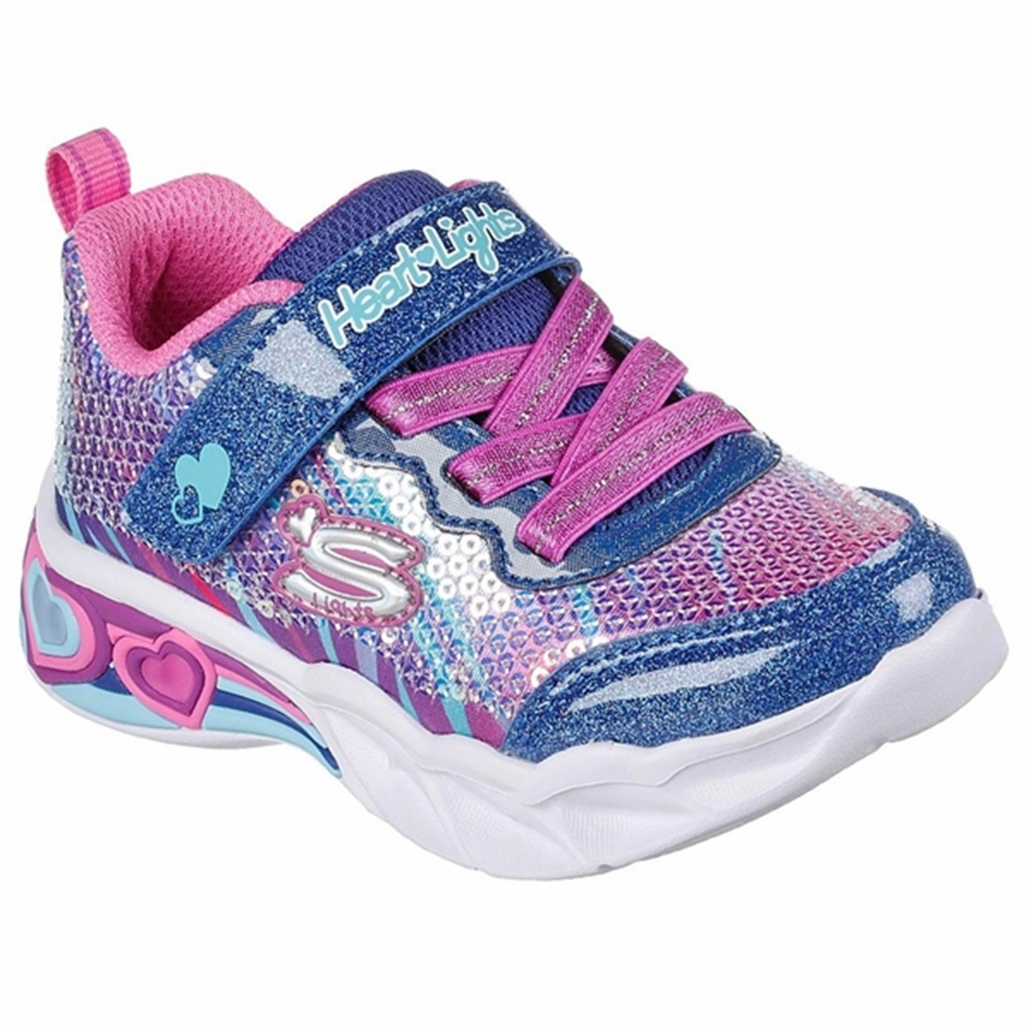 All-Weather Wear Adjustable Fit Technology Skechers S-Lights Heart Lights Sneakers Lets Shine Navy Multicolor