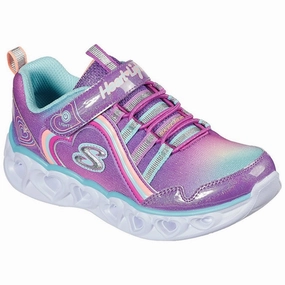 Skechers S-Lights Heart Lights Sneakers Rainbow Lux Purple Multi Reinforced toe cap