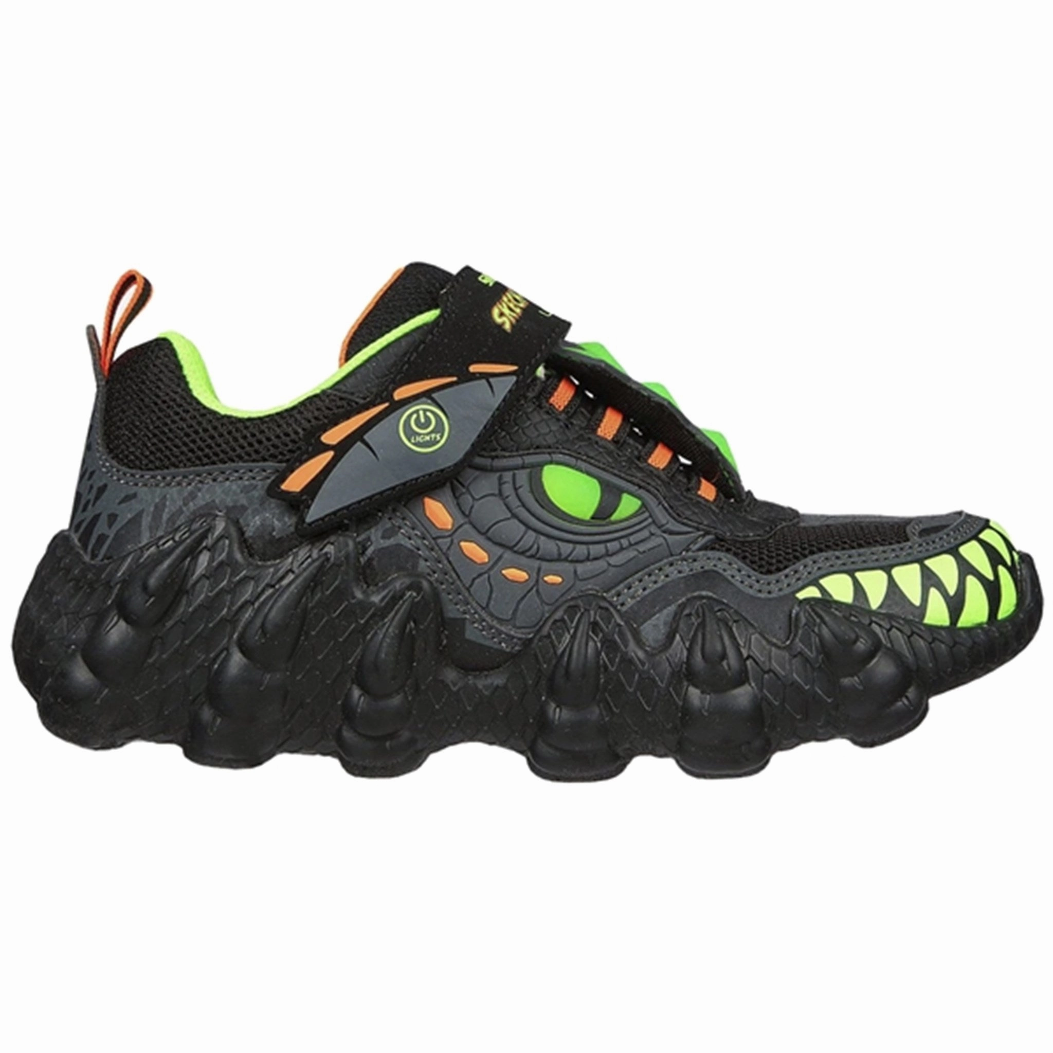 Skechers Skecho-O-Saurus Lights Sneakers Black Lime Quick Ride Nonslip Outsole