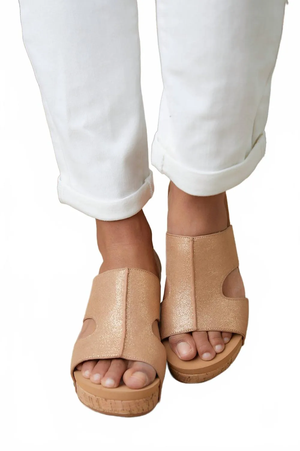 Women's Walk Away Wedge Sandals In Rose Gold Swift Walk Adaptive Contour Support