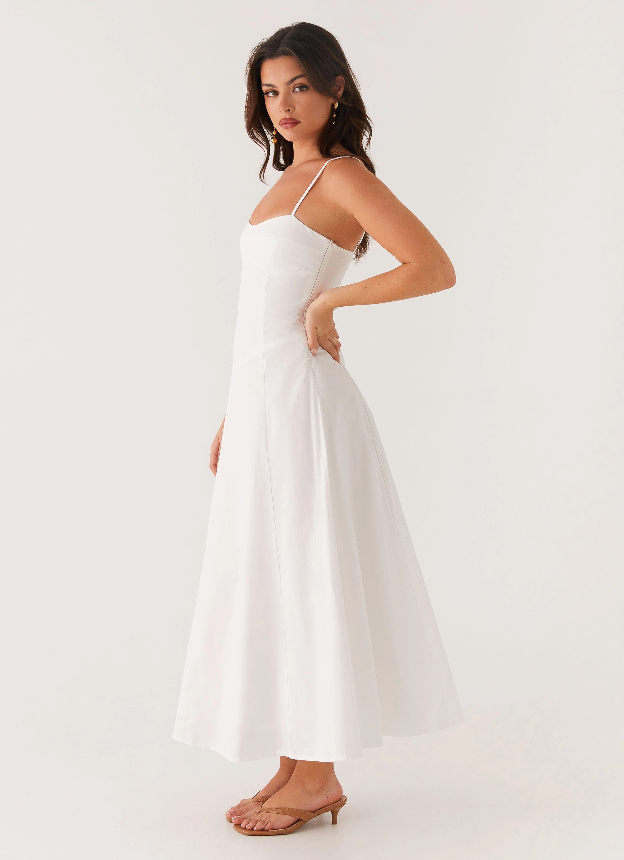 Open Back Simple yet chic gown Noosa Midi Dress - White