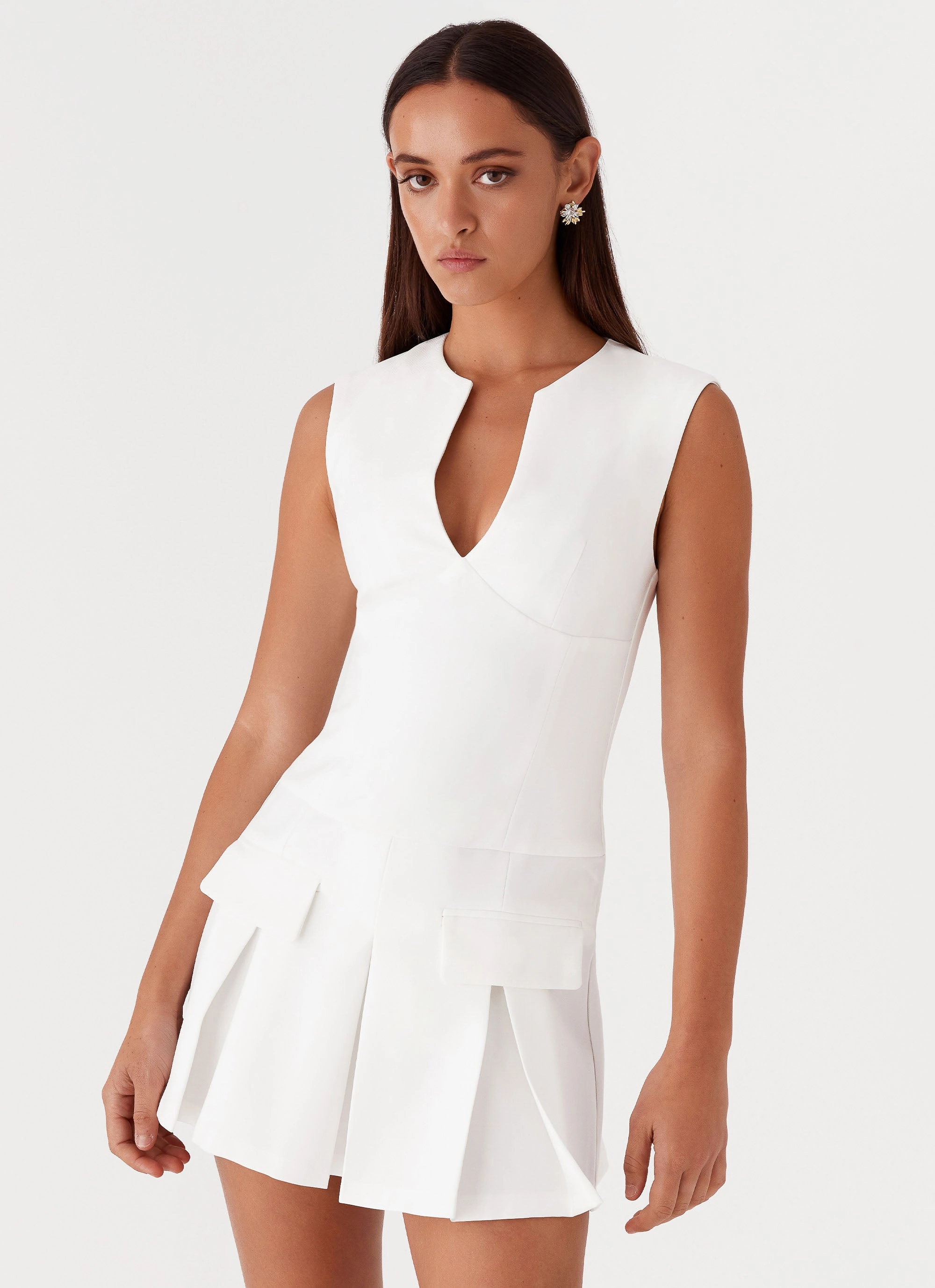 Flare Hem Cassia Mini Dress - White