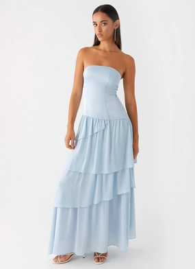 Modern Waist Clean Flow Our Story Maxi Dress - Pastel Blue