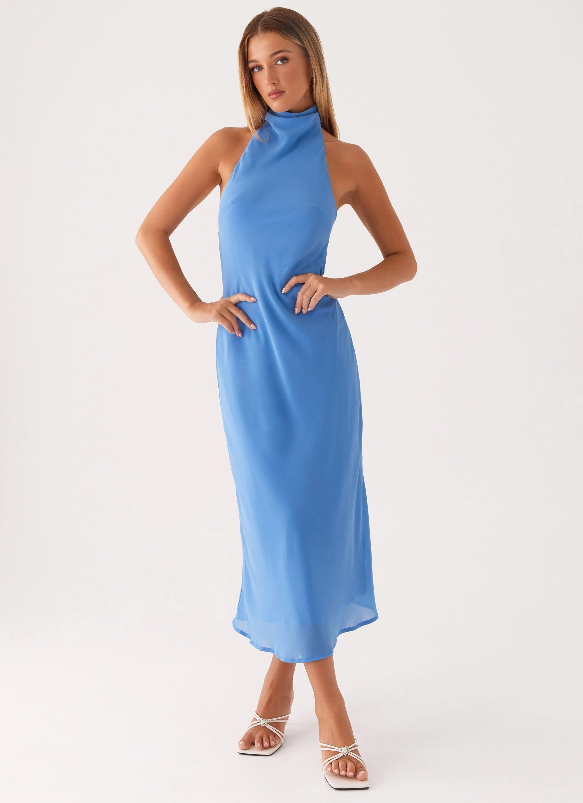 Trendy Waistband Baby-Shower Shelly Midi Dress - Azure