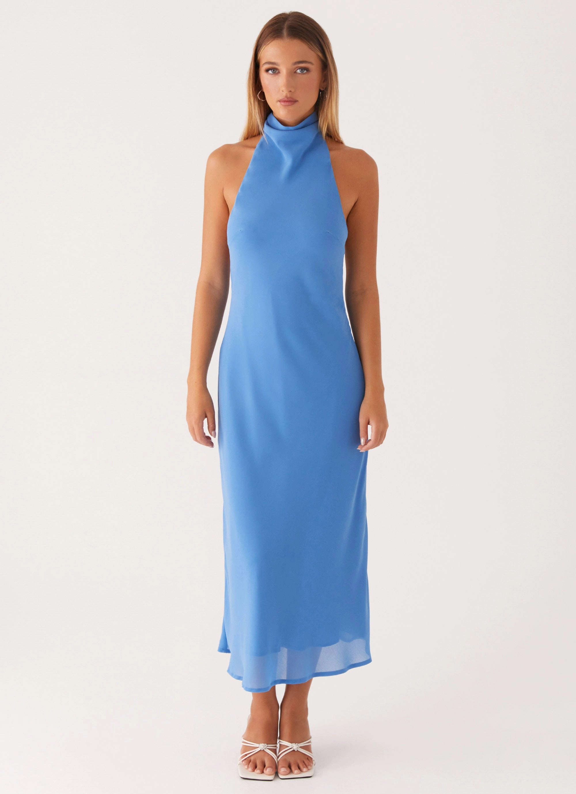Simple Chic Chic Waist Design Shelly Midi Dress - Azure