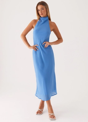 Trendy Waistband Baby-Shower Shelly Midi Dress - Azure