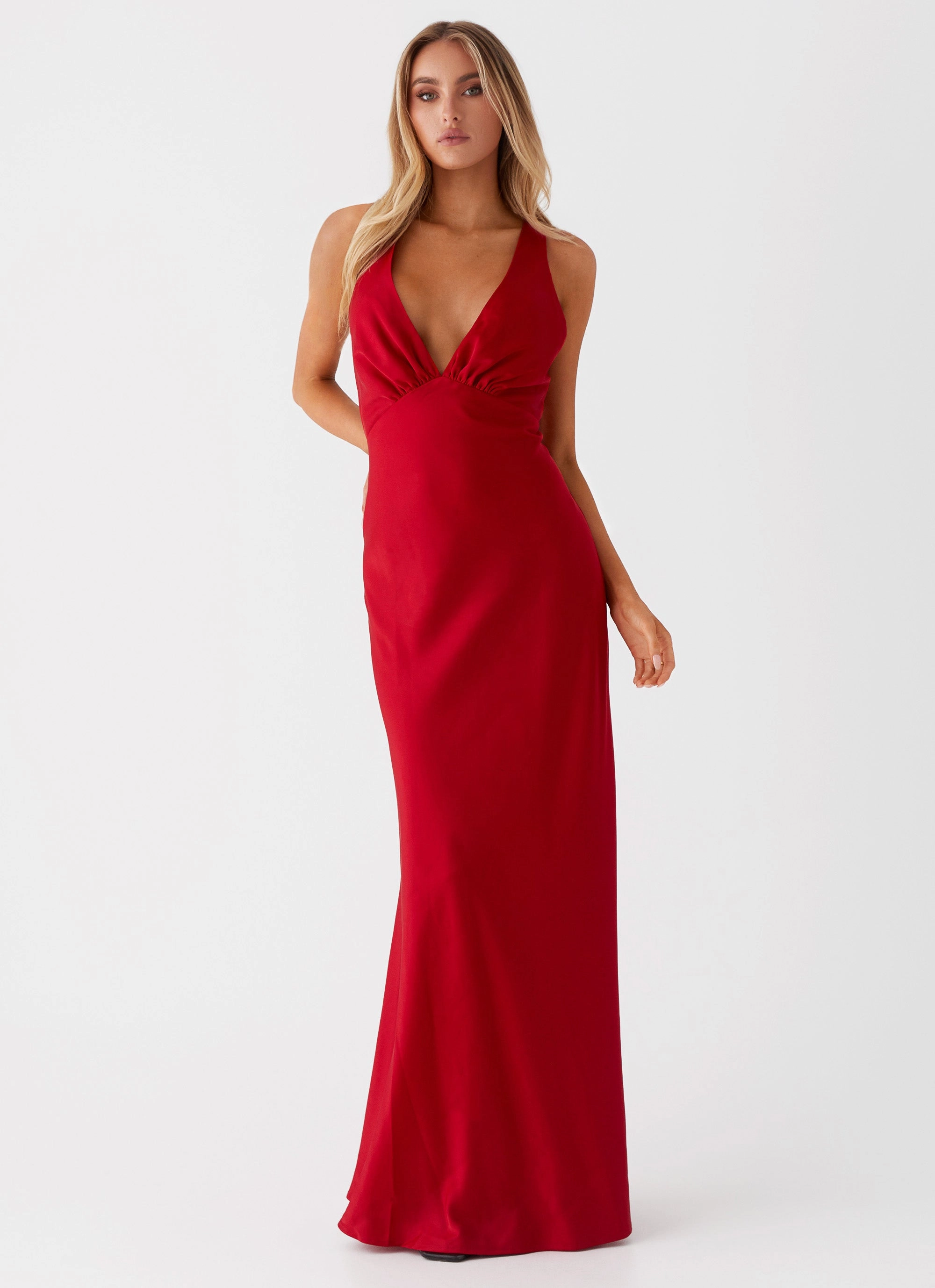 Soft and Relaxed Tailored Elegance Slyvia Maxi Dress - Red