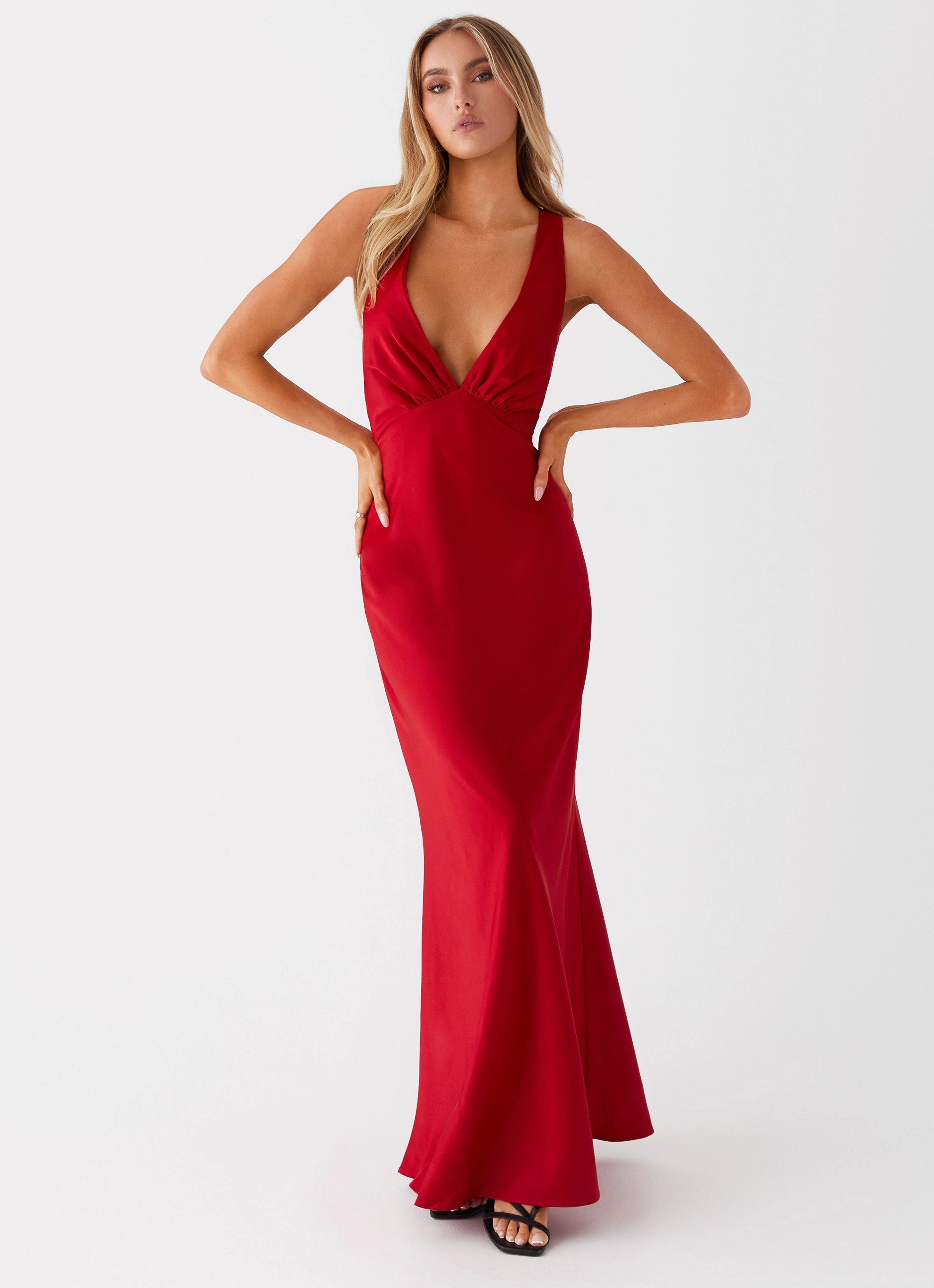 Slyvia Maxi Dress - Red Party Perfect Panelled-Design