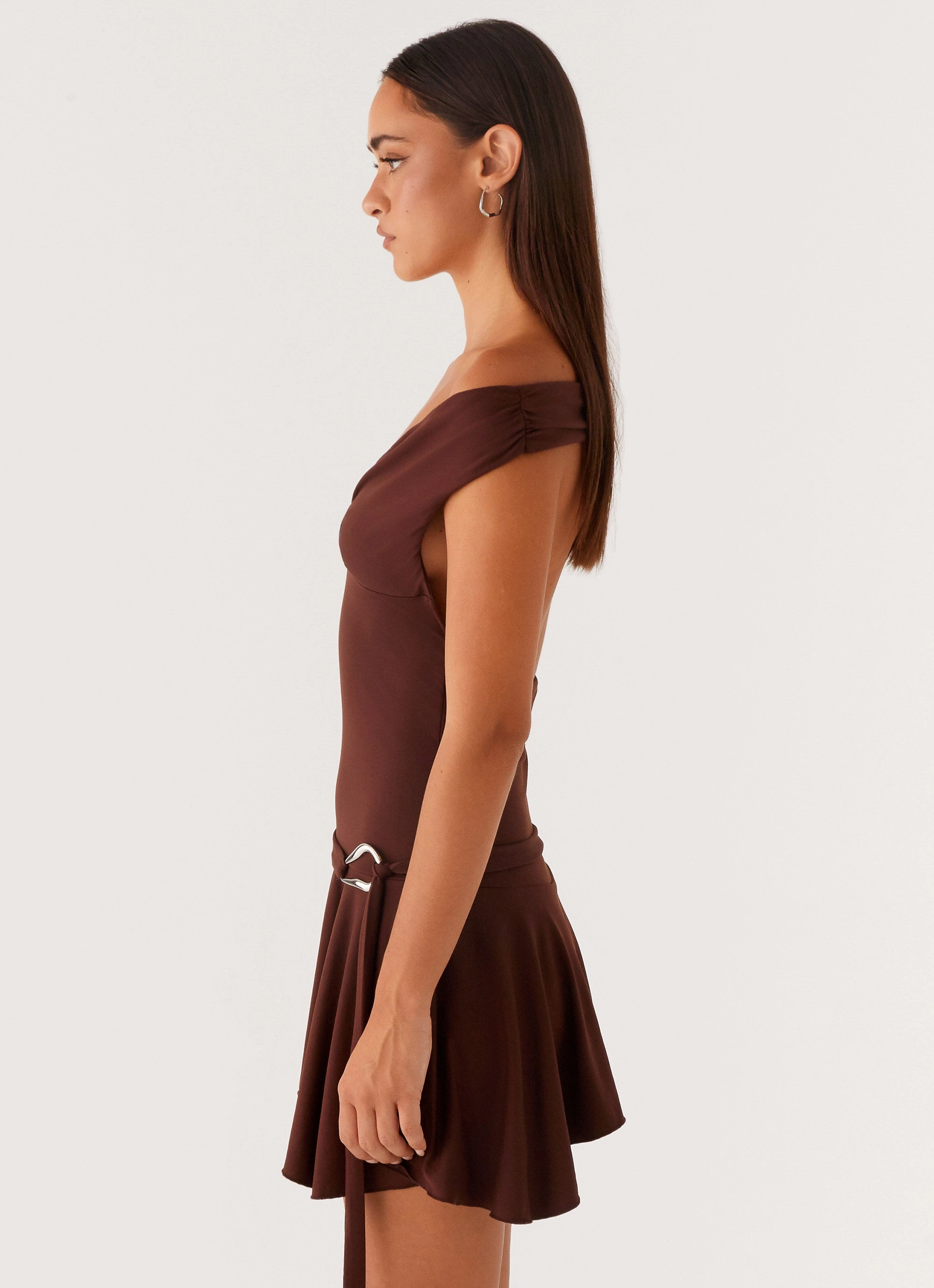 Halter neck Saffira Mini Dress - Chocolate