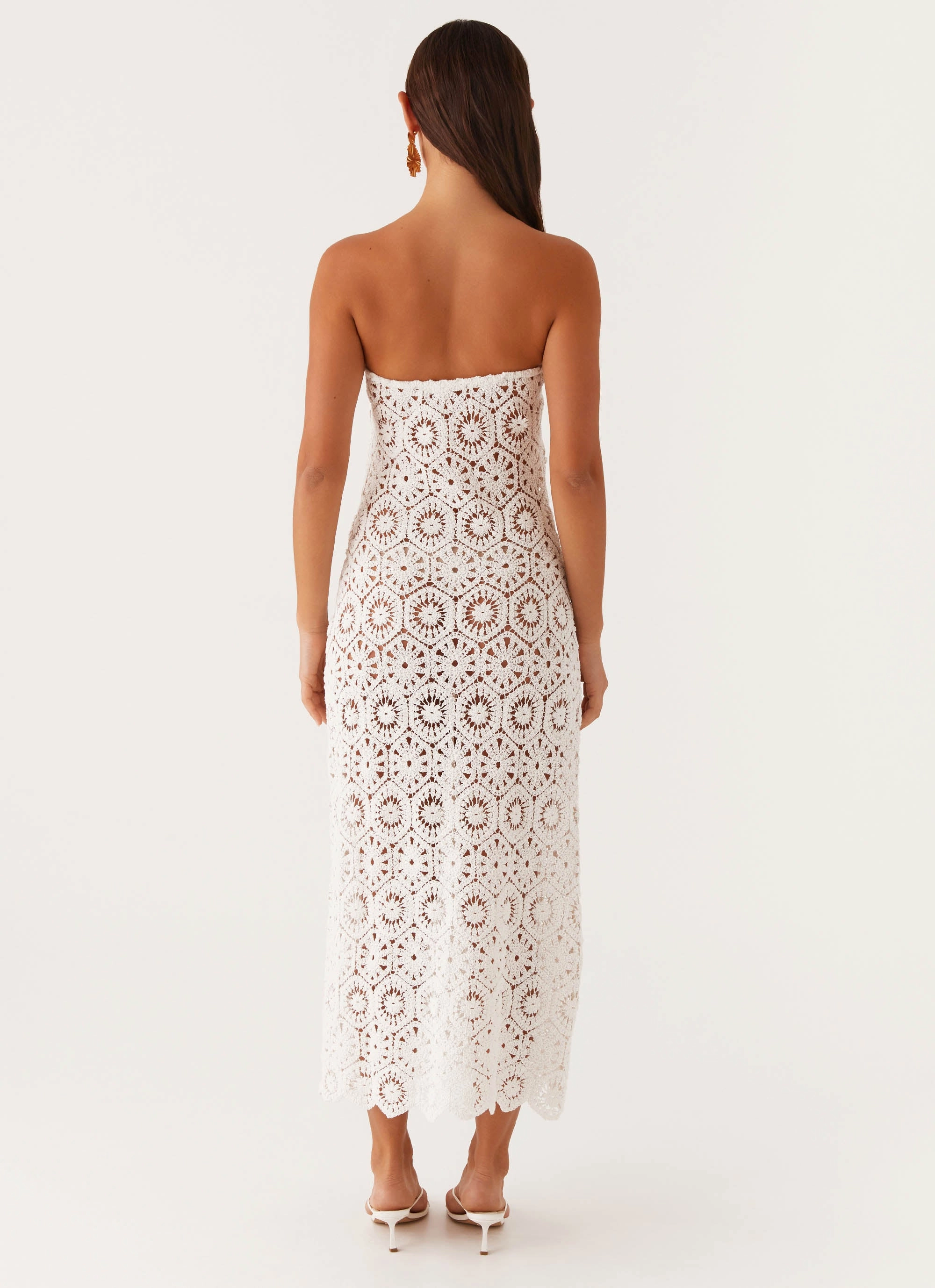 Kingsly Crochet Maxi Dress - White Relaxed and stylish
