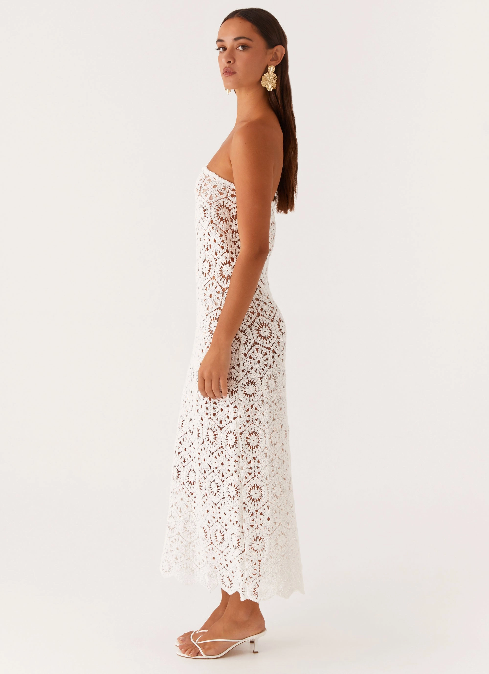 Kingsly Crochet Maxi Dress - White Tailored Mood