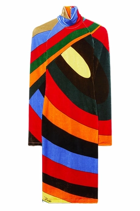 Iride-Print Velvet Dress Red Carpet