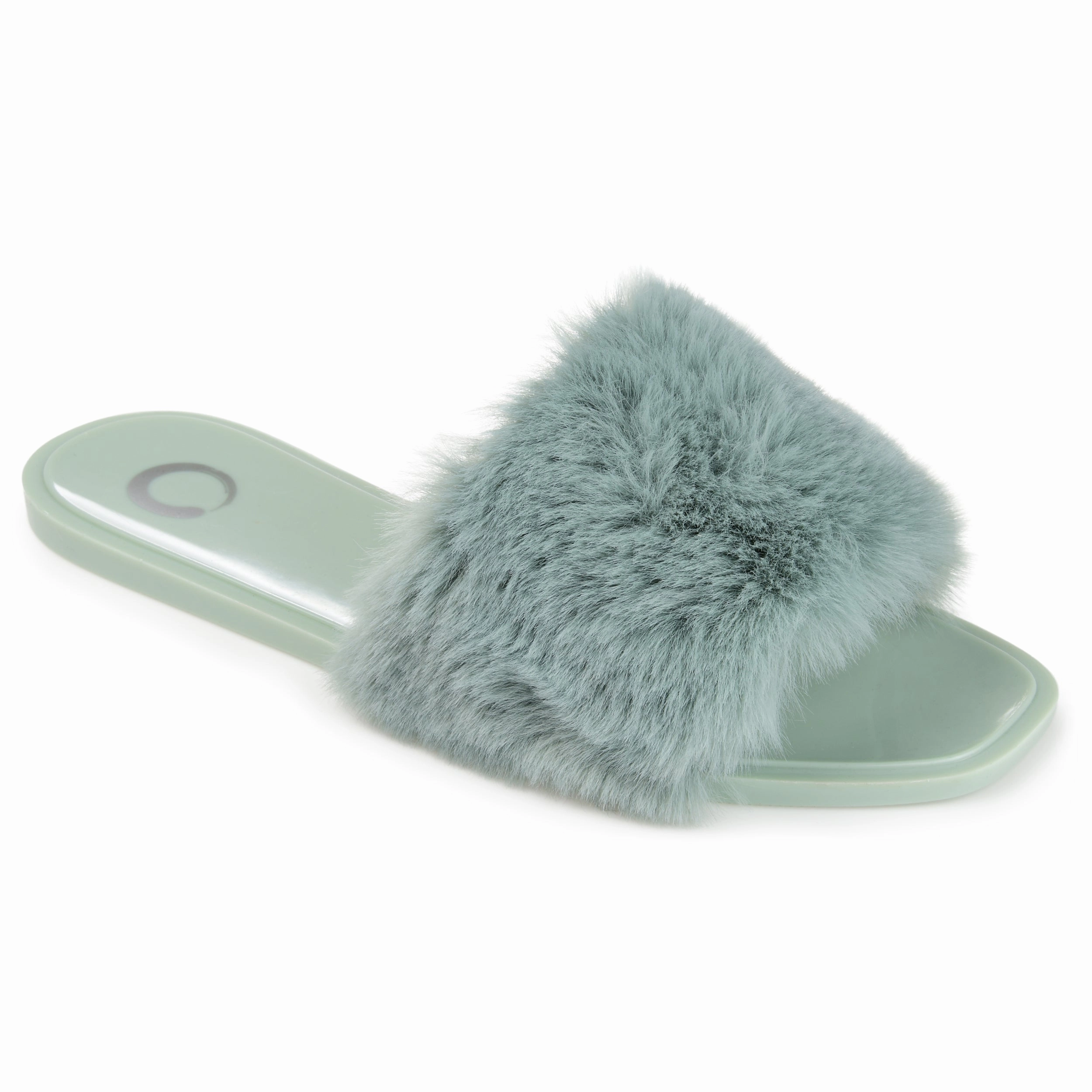 Quick Release Laces Journee Collection Women's Faux Fur Dusk Slide