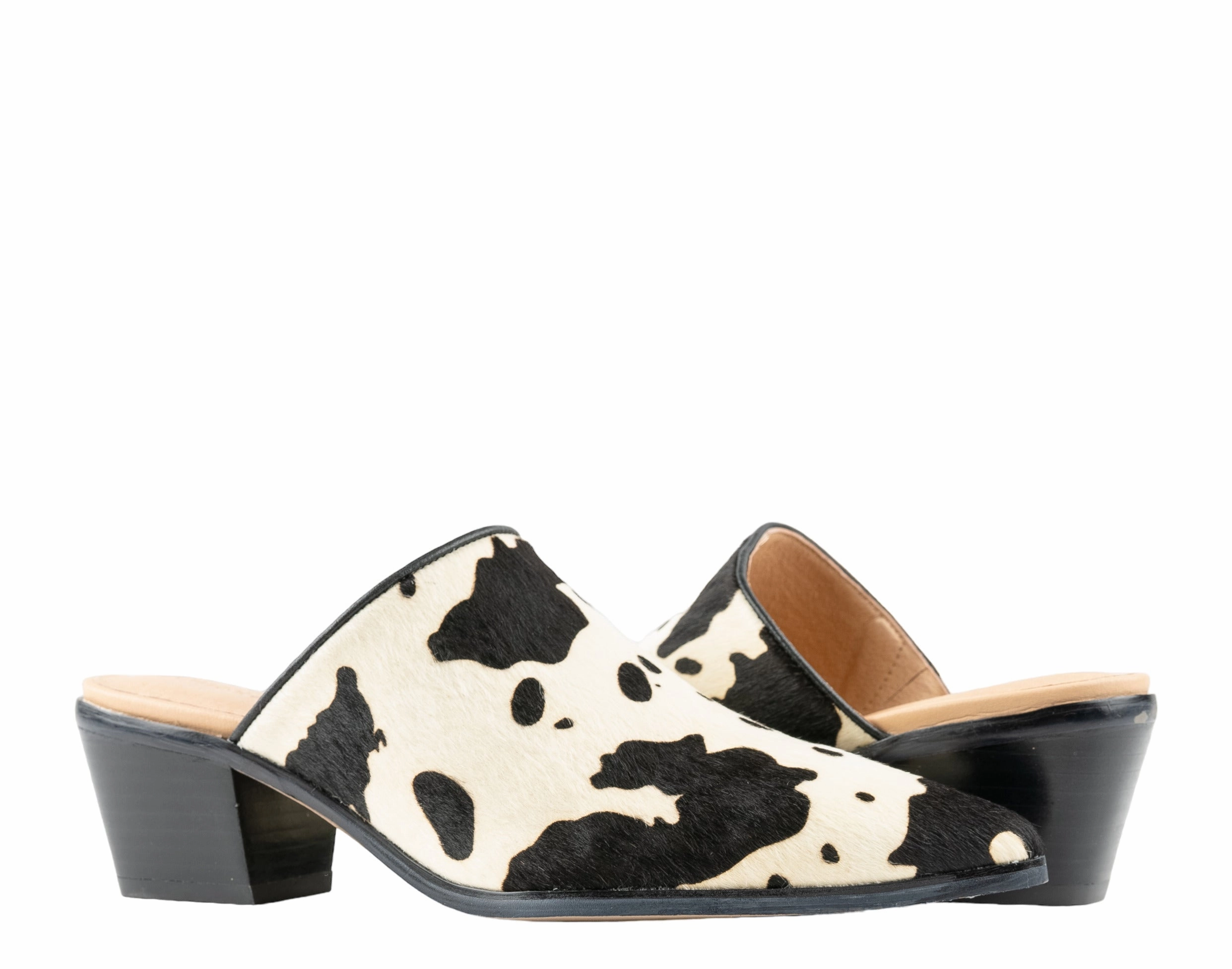 Chocolat Blu Clint Black White Calf Hair Women's Mule Travel Footwear Comfortable Sandal