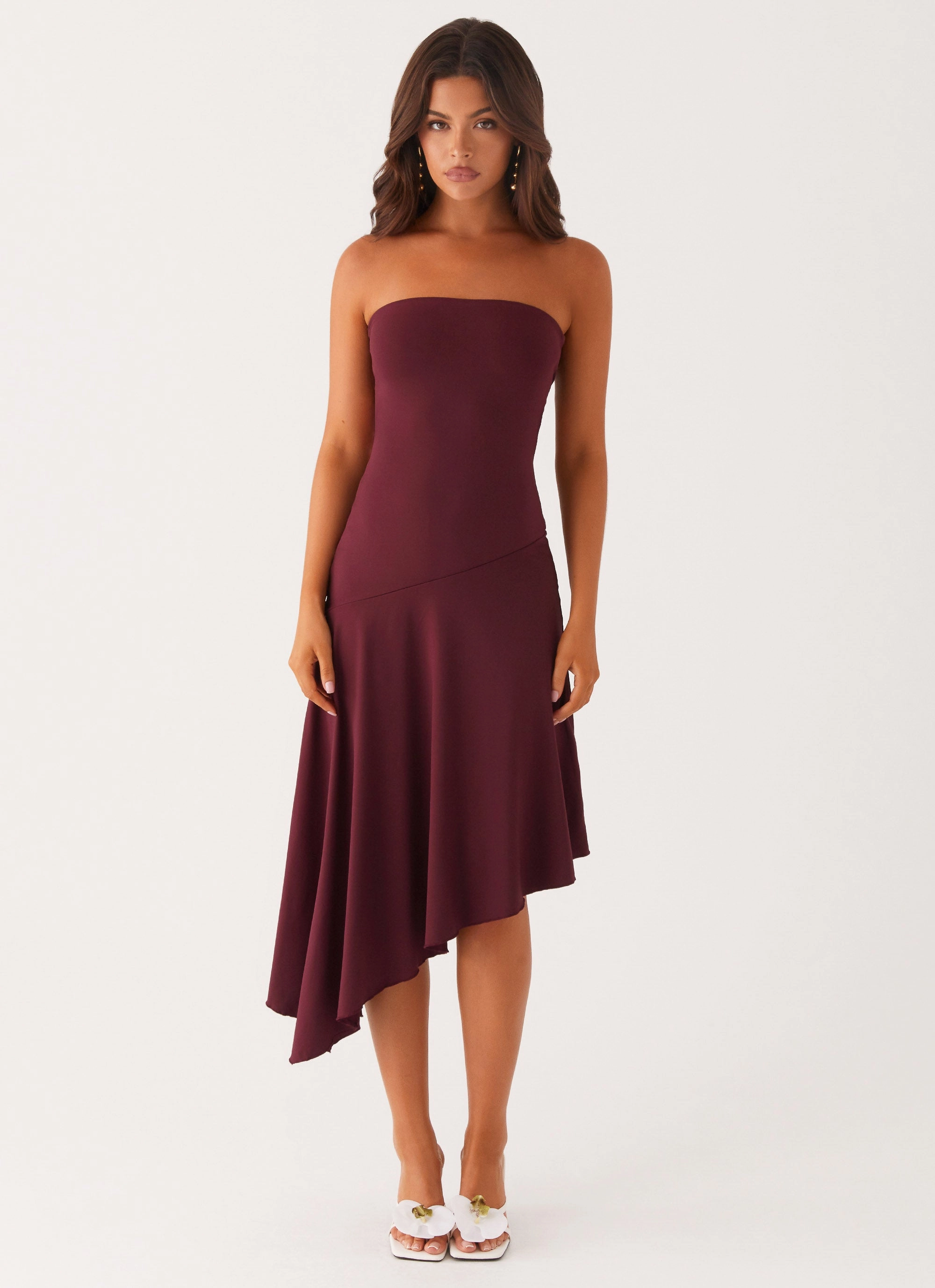 Minimalist fit-and-flare Cozy Silhouette Juliana Midi Dress - Mulberry