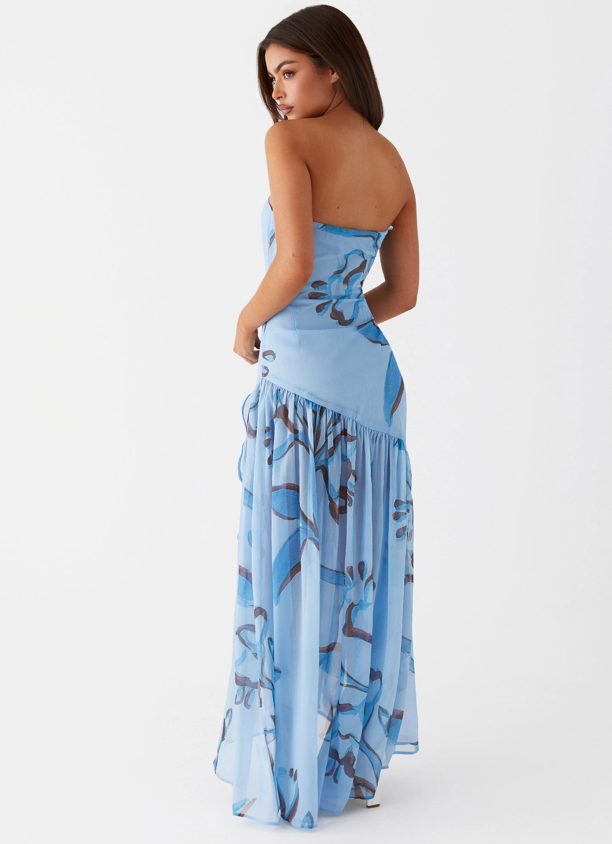 Beach Walk Solaris Strapless Maxi Dress - Blue Floral