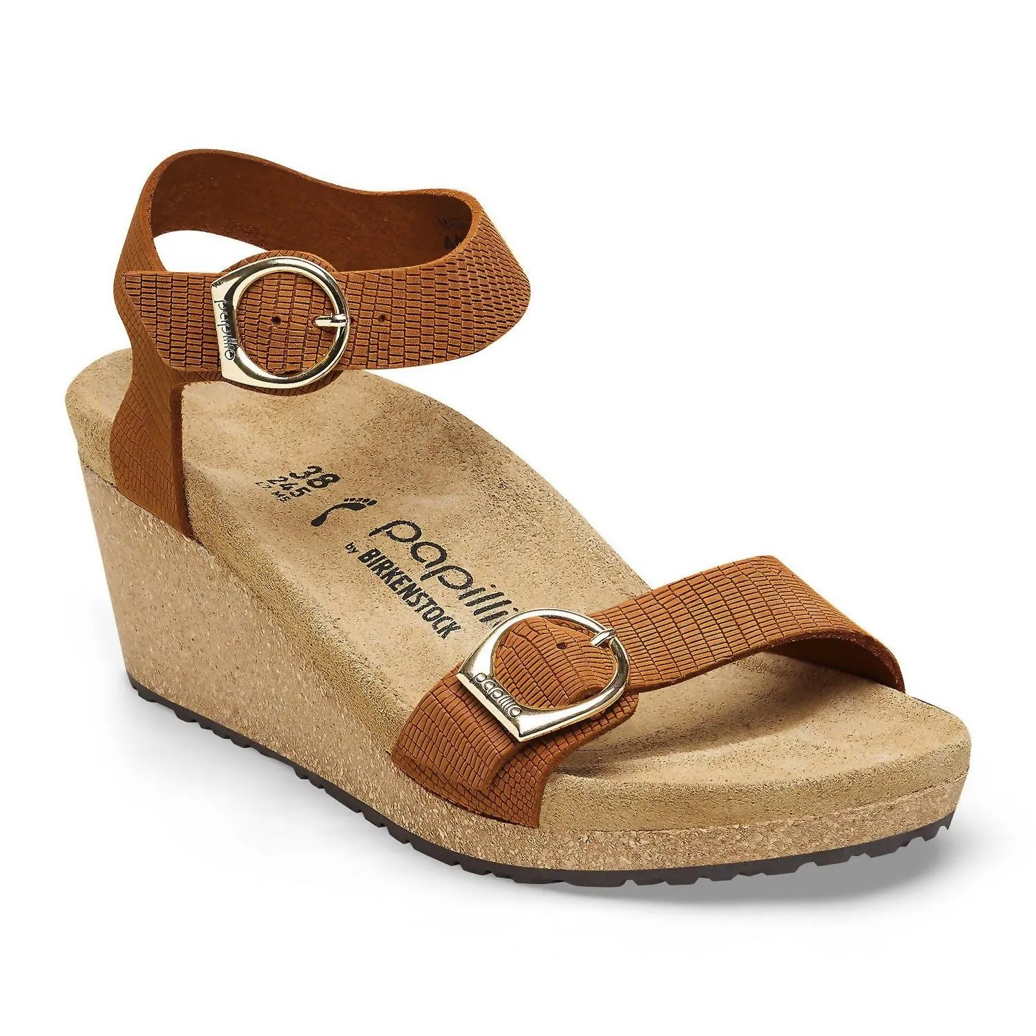 Outdoor Relaxation Shoes Soley Ring-Buckle Wedge Sandal In Burnt Orange
