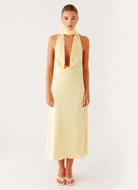 Sonny Midi Dress - Yellow Cool Motion Dreamy Texture